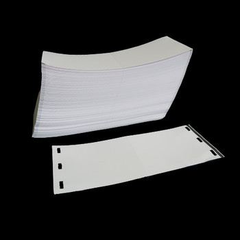4 in W x 10 in L IJ Matte Paper Tags, Fanfold, White, Perf, 10 in Fanfold Length, With Black Marks, 500 Tags/Stack, 2 Stacks/Case, 1 Case (1,000 Tags), Black Rhino Stock Labels