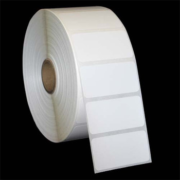 2 in W x 1 in L DT Matte Paper Labels, 5 in OD, 1 in Core, White, All-Temp Permanent Adhesive, Perf, 2,340 Labels/Roll, 4 Rolls/Case, 1 Case (9,360 Labels), Black Rhino Stock Labels
