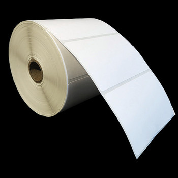 4 in W x 2.5 in L DT Matte Paper Labels, 5 in OD, 1 in Core, White, All-Temp Permanent Adhesive, Perf, 1,000 Labels/Roll, 6 Rolls/Case, 1 Case (6,000 Labels), Black Rhino Stock Labels