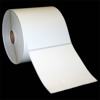 4 in W x 4 in L DT Matte Paper Labels, 5 in OD, 1 in Core, White, All-Temp Permanent Adhesive, Perf, 700 Labels/Roll, 12 Rolls/Case, 1 Case (8,400 Labels), Black Rhino Stock Labels