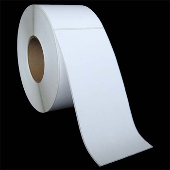 3.5 in W x 8 in L TT Matte Paper Labels, 8 in OD, 3 in Core, White, General Purpose Permanent Adhesive, Perf, 750 Labels/Roll, 6 Rolls/Case, 1 Case (4,500 Labels), Black Rhino Stock Labels