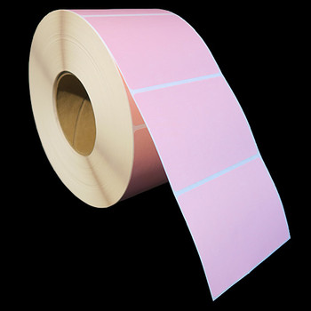 4 in W x 3 in L TT Matte Paper Labels, 8 in OD, 3 in Core, Pink (PMS 1767), General Purpose Permanent Adhesive, Perf, 1,900 Labels/Roll, 4 Rolls/Case, 1 Case (7,600 Labels), Black Rhino Stock Labels