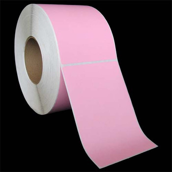 4 in W x 6 in L TT Matte Paper Labels, 8 in OD, 3 in Core, Pink (PMS 1767), General Purpose Permanent Adhesive, Perf, 1,000 Labels/Roll, 4 Rolls/Case, 1 Case (4,000 Labels), Black Rhino Stock Labels