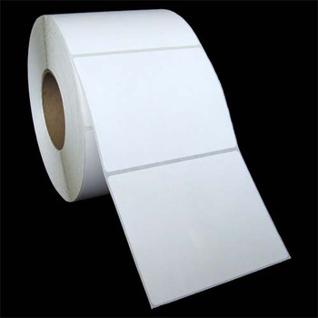 5 in W x 4 in L TT Matte Paper Labels, 8 in OD, 3 in Core, White, General Purpose Permanent Adhesive, Perf, 1,500 Labels/Roll, 4 Rolls/Case, 1 Case (6,000 Labels), Black Rhino Stock Labels