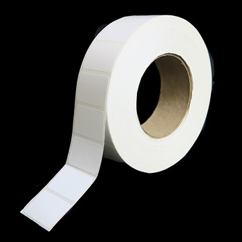1.5 in W x 1 in L TT Polyester Labels, 8 in OD, 3 in Core, White, High Performance Permanent Adhesive, Perf, 5,500 Labels/Roll, 6 Rolls/Case, 1 Case (33,000 Labels), Black Rhino Stock Labels