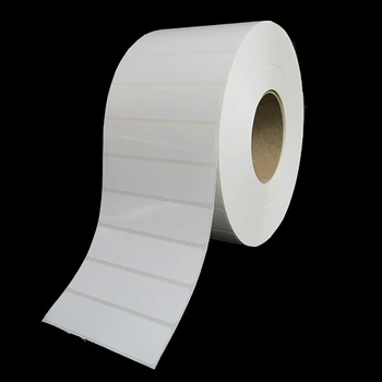 4 in W x 1 in L TT Polyester Labels, 8 in OD, 3 in Core, White, High Performance Permanent Adhesive, Perf, 5,500 Labels/Roll, 4 Rolls/Case, 1 Case (22,000 Labels), Black Rhino Stock Labels