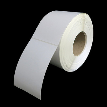 4 in W x 6 in L TT Polyester Labels, 8 in OD, 3 in Core, White, High Performance Permanent Adhesive, Perf, 1,000 Labels/Roll, 4 Rolls/Case, 1 Case (4,000 Labels), Black Rhino Stock Labels