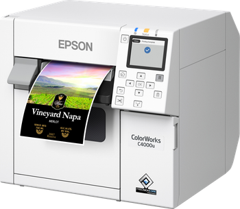 Epson ColorWorks CW-C4000 Gloss Color Inkjet Label Printer, Auto-Cutter, 4.25 in Print Width, Serial + Ethernet + USB