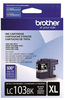 Brother LC103BK OEM Ink Cartridge, Black, For Brother Printers, High Yield, 600 Pages, 1/Carton