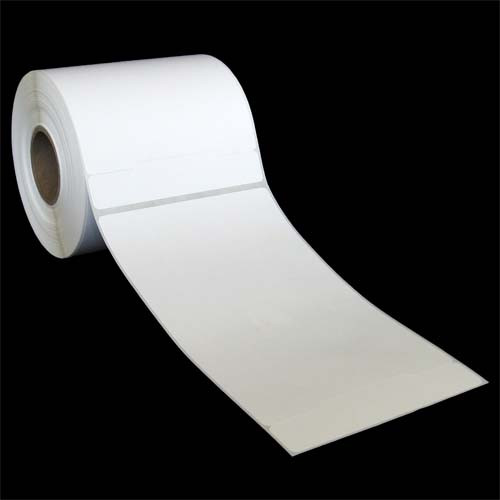 4 in W x 6.75 in L DT Matte NIR Paper Labels, 4 in OD, 1.5 in Core, White, General Purpose Permanent Adhesive, No Perf, 250 Labels/Roll, 12 Rolls/Case, 1 Case (3,000 Labels), Black Rhino Stock Labels