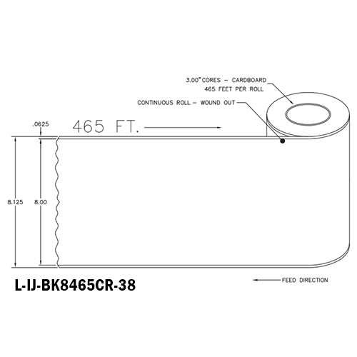 8 in W x 465 ft L IJ Matte Film - BS5609 Certified Continuous Roll, 8 in OD, 3 in Core, White, Freezer Grade Adhesive, No Perf, 465 Feet/Roll, 4 Rolls/Case, 1 Case (1,860 Feet), Black Rhino Preferred