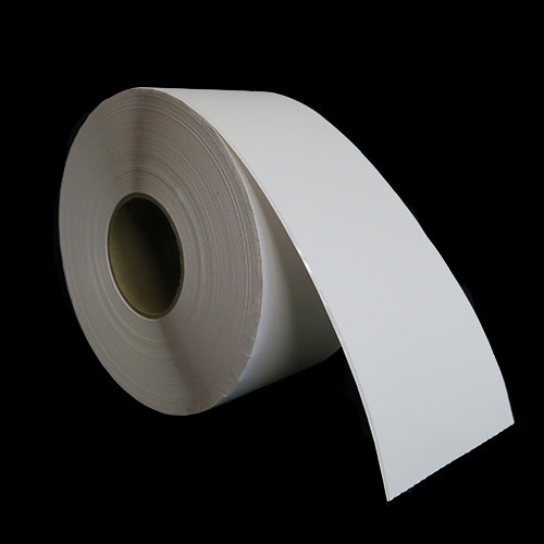 4 in W x 450 ft L IJ Matte Film - BS5609 Certified Continuous Roll, 8 in OD, 3 in Core, White, High Performance Permanent Adhesive, No Perf, 450 Feet/Roll, 4 Rolls/Case, 1 Case (1,800 Feet), Black Rhino Stock Labels