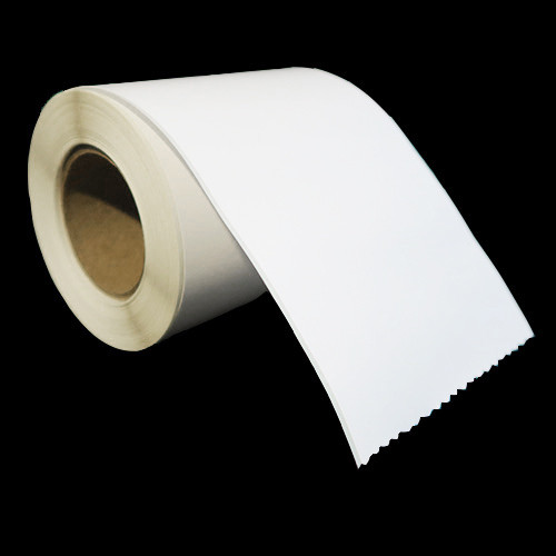 4 in W x 500 ft L Inkjet High-Gloss Paper Continuous Roll, 8 in OD, 3 in Core, White, Standard Adhesive, No Perf, 500 Feet/Roll, 4 Rolls/Case, 1 Case (2,000 Feet), Black Rhino Preferred