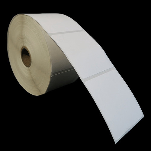 2.25 in W x 2.5 in L DT Matte Paper Labels, 5 in OD, 1 in Core, White, All-Temp Permanent Adhesive, Perf, 1,000 Labels/Roll, 4 Rolls/Case, 1 Case (4,000 Labels), Black Rhino Stock Labels