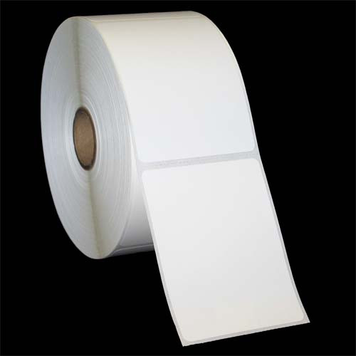 2.25 in W x 3 in L DT Matte Paper Labels, 5 in OD, 1 in Core, White, All-Temp Permanent Adhesive, Perf, 840 Labels/Roll, 6 Rolls/Case, 1 Case (5,040 Labels), Black Rhino Stock Labels