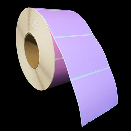 4 in W x 3 in L TT Matte Paper Labels, 8 in OD, 3 in Core, Purple (PMS 515), General Purpose Permanent Adhesive, Perf, 1,900 Labels/Roll, 4 Rolls/Case, 1 Case (7,600 Labels), Black Rhino Stock Labels