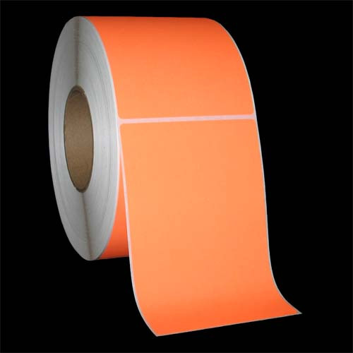 4 in W x 6 in L TT Matte Paper Labels, 8 in OD, 3 in Core, Fluorescent Orange (PMS 804), General Purpose Permanent Adhesive, Perf, 1,000 Labels/Roll, 4 Rolls/Case, 1 Case (4,000 Labels), Black Rhino Stock Labels