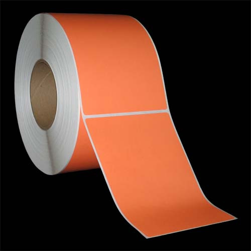4 in W x 6 in L TT Matte Paper Labels, 8 in OD, 3 in Core, Orange (PMS 1495), Standard Adhesive, Perf, 1,000 Labels/Roll, 4 Rolls/Case, 1 Case (4,000 Labels), Black Rhino Value