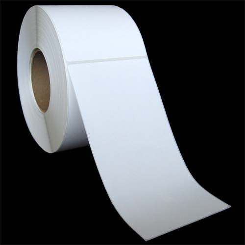 4 in W x 8 in L TT Matte Paper Labels, 8 in OD, 3 in Core, White, General Purpose Permanent Adhesive, Perf, 750 Labels/Roll, 4 Rolls/Case, 1 Case (3,000 Labels), Black Rhino Stock Labels