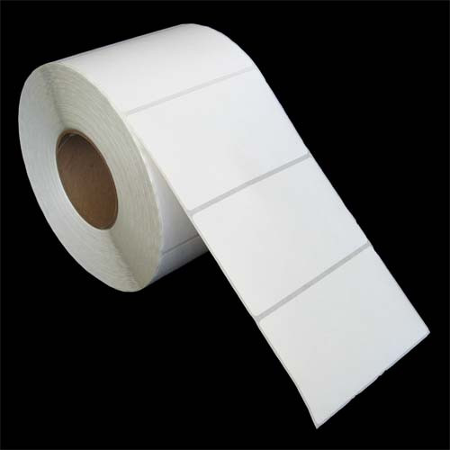 5 in W x 3 in L TT Matte Paper Labels, 8 in OD, 3 in Core, White, General Purpose Permanent Adhesive, Perf, 1,900 Labels/Roll, 4 Rolls/Case, 1 Case (7,600 Labels), Black Rhino Stock Labels
