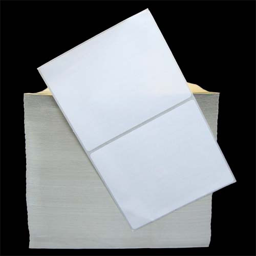 5 in W x 4 in L TT Matte Paper Labels, Fanfold, White, General Purpose Permanent Adhesive, Perf, 8.25 in Fanfold Length, 2,500 Labels/Stack, 2 Stacks/Case, 1 Case (5,000 Labels), Black Rhino Stock Labels