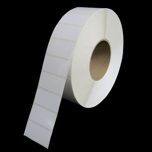 2"W x 1" L TT Poly Labels 8"OD 3"Core White High Perform.Perm. Adh. Perf, 5,500/Roll, 8 Rolls/Case 44,000 Black Rhino Stock