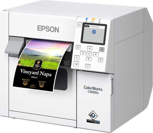 Epson ColorWorks CW-C4000 Gloss Color Inkjet Label Printer, Auto-Cutter, 4.25 in Print Width, Serial + Ethernet + USB
