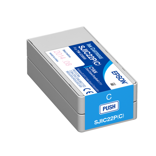 Epson ColorWorks C3500 Cyan Ink Cartridge, SJIC22P(C), C33S020581, 30 mL