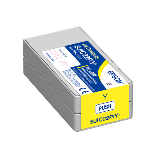 Epson ColorWorks C3500 Yellow Ink Cartridge, SJIC22P(Y), C33S020583, 30 mL Epson ColorWorks C3500 Yellow Ink Cartridge, SJIC22P(Y), C33S020583, 30 mL