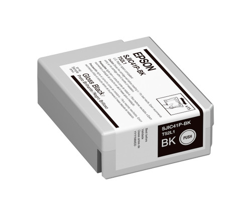 Epson ColorWorks C4000 Gloss Black Ink Cartridge, SJIC41P(BK), C13T52L120, 50 mL