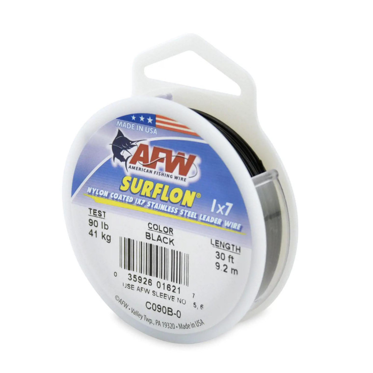 AFW - Surflon 1x7 Nylon Coated Stainless Steel Wire Leader 30ft Black