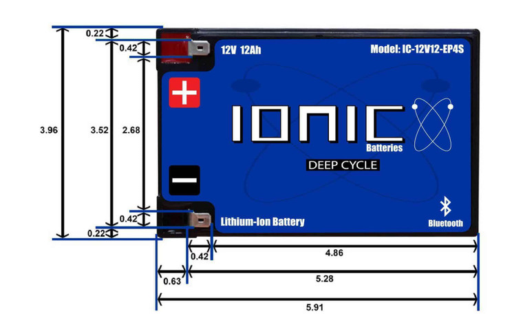 IONIC LITHIUM - 12V 12Ah | LiFePO4 Deep Cycle Battery + Bluetooth