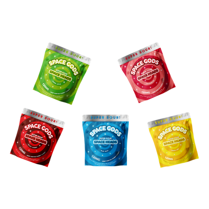 Space Gods Super Sour D9 Space Heads Gummies, 900mg