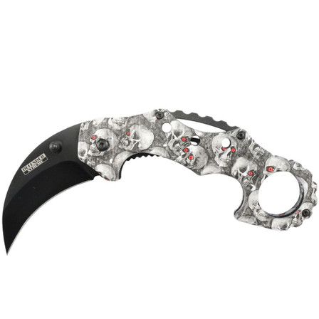 Defender-Xtreme Skull Spring Assisted Folding Karambit Knife 3CR13 Steel