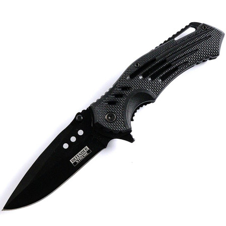 Defender Xtreme Black 8.75" Spring Assisted Tactical Folding Knife 3CR13 Steel