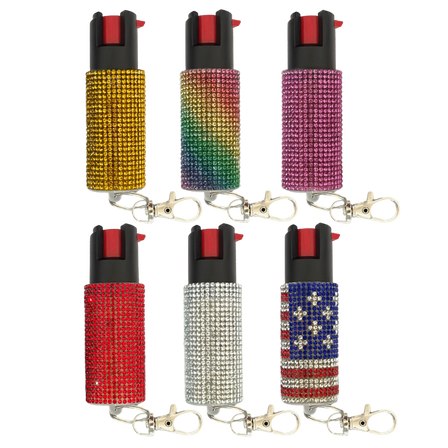 Cheetah Rhinestone Keychain Pepper Spray, 0.5oz