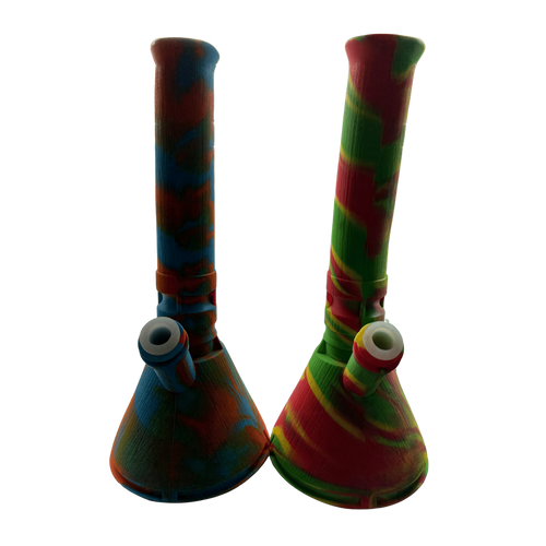 Silicone Beaker Water Pipe with Wood Texture