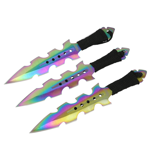 Defender 7.5" 3pc Ninja Throwing Knife Set Full 