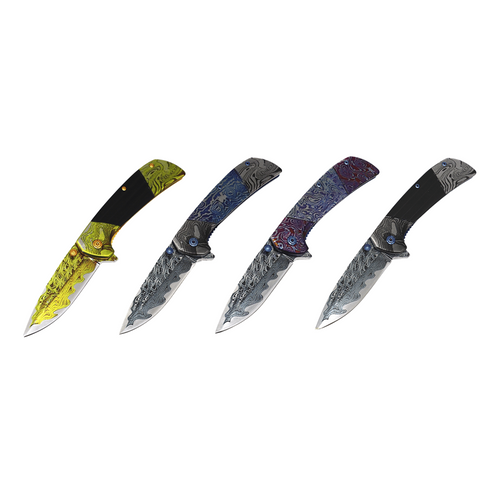 3D Damascus Blade Knife, 4.6"