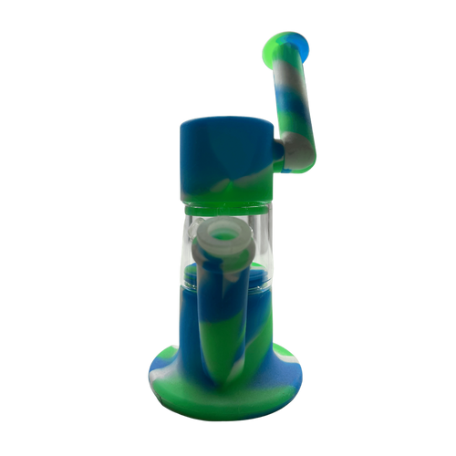 Silicone Cylinder Water Pipe with Glass Chamber and Angle Mouthpiece