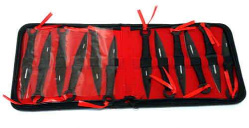 Set of 12 Black 6.5" Throwing Knives with Carrying Case