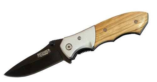 7.5 Carbon Steel Pocket Spring Assisted Knife Wood Handle