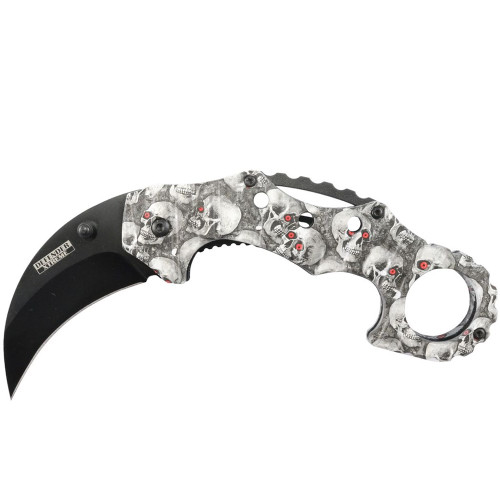 Defender-Xtreme Skull Spring Assisted Folding Karambit Knife 3CR13 Steel
