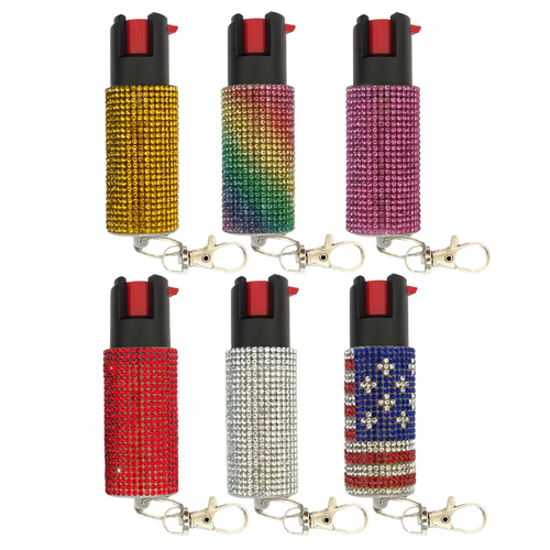 Cheetah Rhinestone Keychain Pepper Spray, 0.5oz