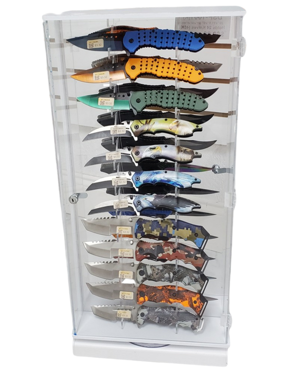 Knife Display, 2 Sided, Holds 24 Knives w/ LED Display