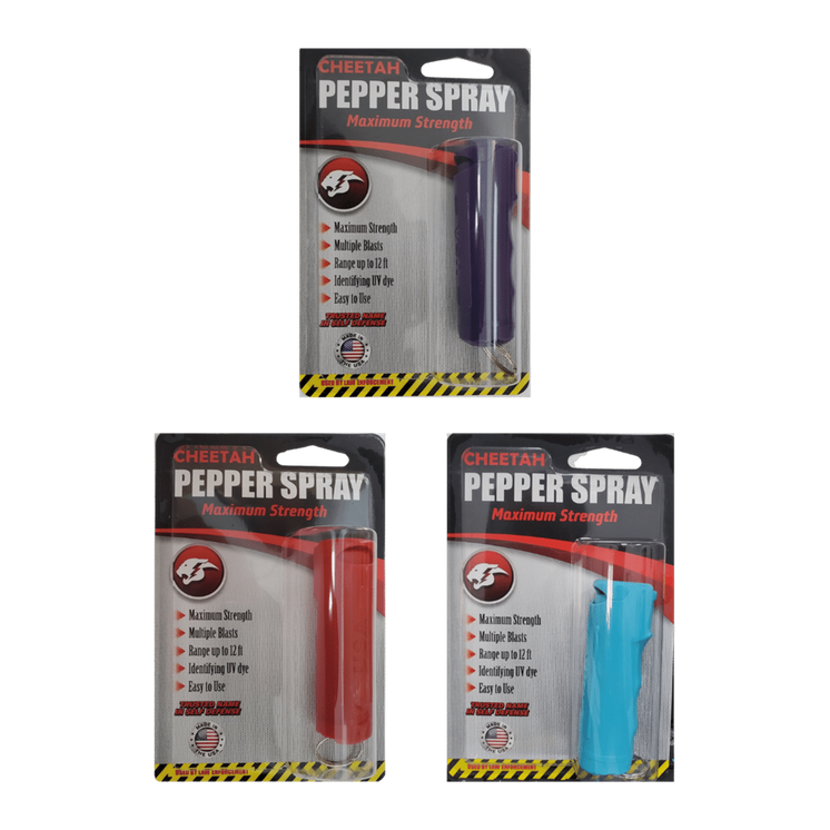 Cheetah Hard Shell Flip Top Keychain Pepper Spray