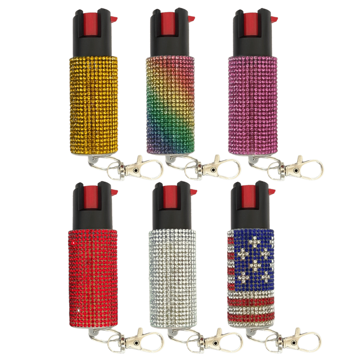 Cheetah Rhinestone Keychain Pepper Spray, 0.5oz