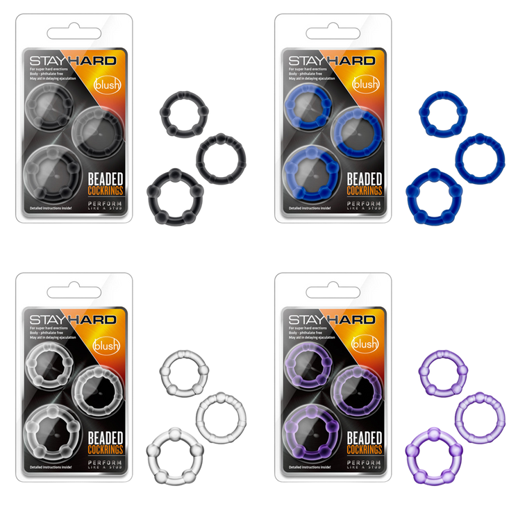 Blush Stay Hard Beaded Cock Rings