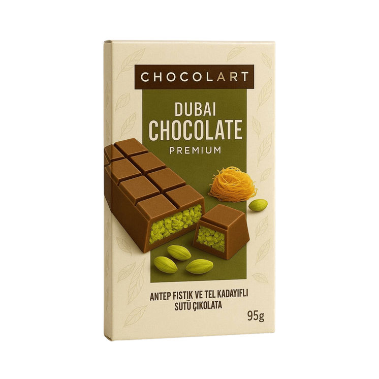 Chocolart Premium Dubai Chocolate Bar, 95g