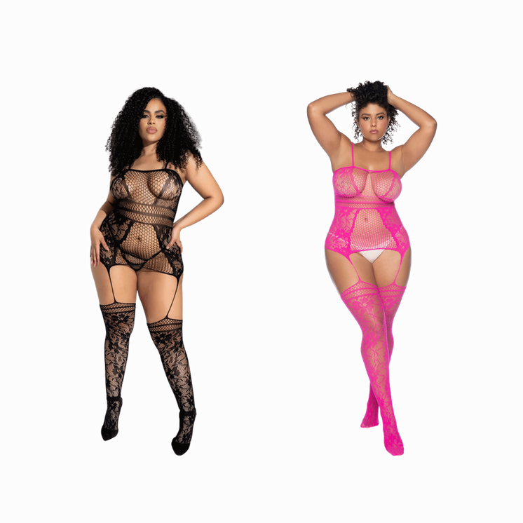 Mapale Curvy Aria Fishnet Body Stocking Lingerie (#1105X)